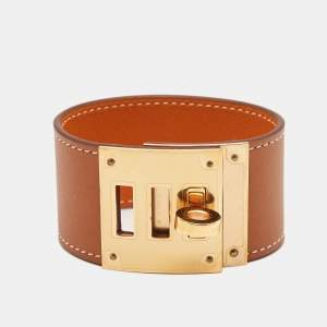 Hermes Kelly Dog  Leather Gold Tone Bracelet