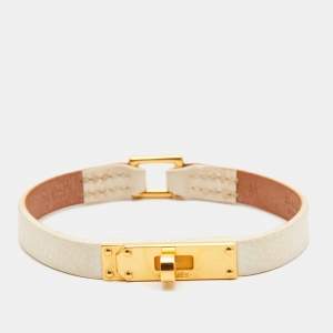 Hermes Kelly Mini II Leather Gold Tone Bracelet