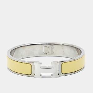 Hermes Clic H Yellow Enamel Palladium Plated Narrow Bracelet 