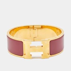 Hermes Clic Clac H Enamel Gold Plated Bracelet