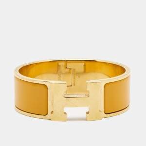 Hermes Clic Clac H Enamel Gold Plated Bracelet 