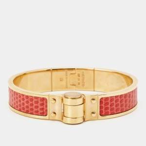 Hermes Charniere Lizard Cuir Narrow Hinged Bracelet