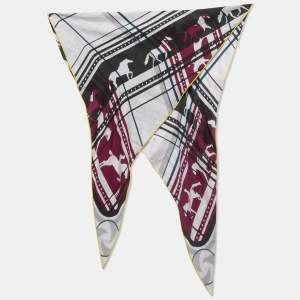 Hermes Grey/Purple Imprimeur Fou Sequences Cashmere & Silk Losange Scarf 