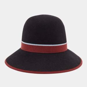 Hermes Black Contrast Trim Rabbit Felt Hat Size 56