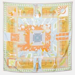 Hermes Multicolor Objects De Curiosite Printed Silk Square Scarf