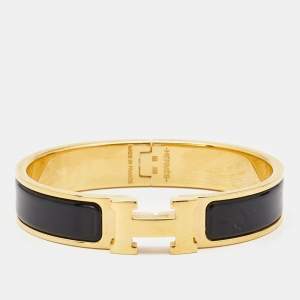 Hermes Clic H Enamel Gold Plated Bracelet