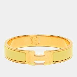 Hermes Clic Clac H Yellow Enamel Gold Plated Bracelet