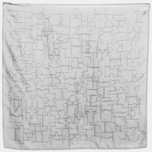 Hermes Grey Jacquard Silk Square Scarf