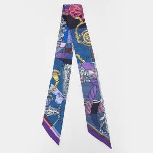 Hermes Violet/Bleu Cavalleria d'Etriers Silk Twilly