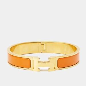 Hermes Clic H Enamel Gold Plated Bracelet