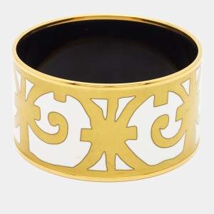 Hermes Balcons du Guadalquivir Enamel Gold Plated Extra Wide Bracelet