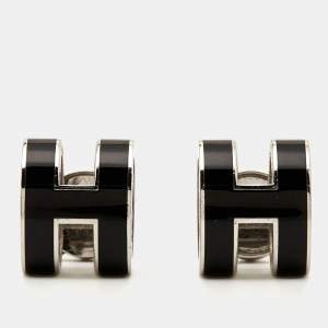 Hermes Pop Enamel Palladium Plated Earrings