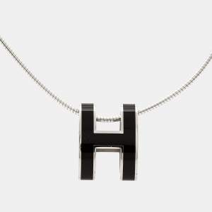 Hermès Pop H Enamel Sterling Silver Palladium Plated Necklace