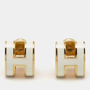 Hermès Pop H Enamel Gold Plated Stud Earrings