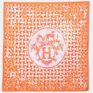 Hermès Orange Mosaique Au 24 Printed Silk Square Scarf