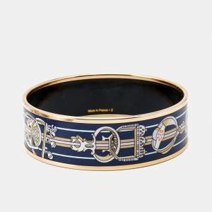 Hermès Enamel Gold Plated Bangle Bracelet