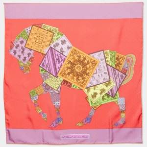 Hermes Multicolor A Cheval Sur Mon Carre Printed Silk Square Scarf