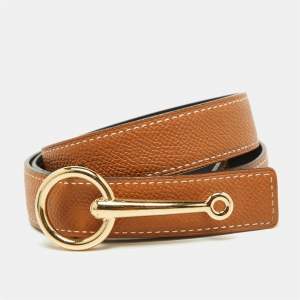 Hermes Black/Gold Swift and Epsom Leather Mors Reversible Belt 70CM