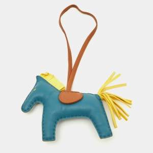 Hermes Blue/Yellow/Brown Leather GriGri Rodeo Horse Bag Charm