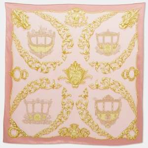 Hermes Pink Carosses d'Or Silk Scarf
