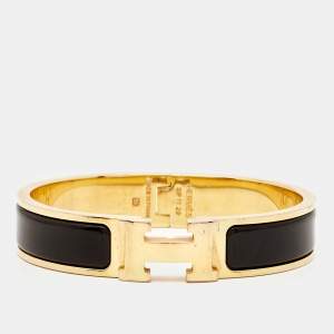 Hermes Clic H Enamel Gold Plated Bracelet