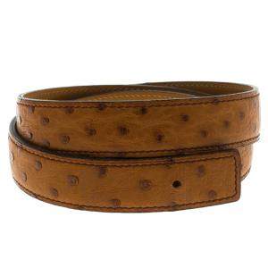 Pre Owned Hermes Brown Ostrich Belt Strap 85 CM
