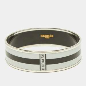 Hermes Black/White Enamel Palladium Plated Bracelet