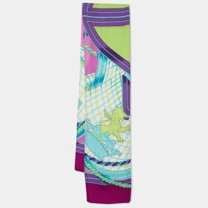 Hermès Green/Purple Grande Tenue Cashmere & Silk Shawl