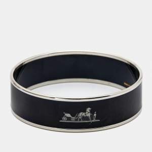 Hermes Caleche Enamel Palladium Plated Bangle Bracelet