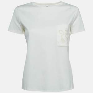 Hermes Off White Embroidered Pocket Jersey T-Shirt S