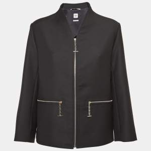Hermes Black Wool Chaine d'Ancre No-collar Jacket M