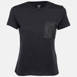 Hermes Black Cotton Embroidered Pocket Detailed T-Shirt S