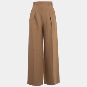 Hermès Brown Silk Blend Wide-Leg Loose Fit Pants S