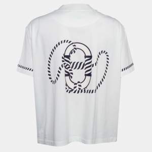 Hermes White Printed Cotton Canoe Chaine Dancre-T-Shirt M