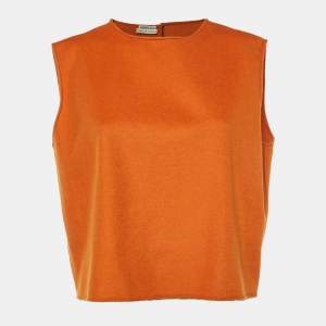 Hermes Orange Cashmere Top & Cardigan Set M