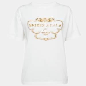 Hermès White Printed Cotton Crew Neck T-Shirt M