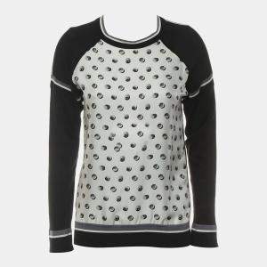 Hermes Black/White Silk, Cotton Cashmere Silk Sweater FR Women 34