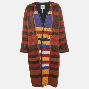 Hermès Multicolor Patterned Leather Long Jacket S