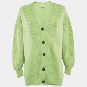 Hermes Green Cashmere Blend Button Front Cardigan M