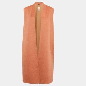 Hermes Pink Cashmere Sleeveless Open Front Mid Length Coat M