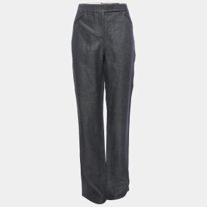Hermes Blue Linen Wide Leg Pants M