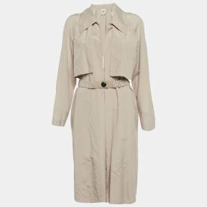 Hermès Beige Silk Belted Coat M