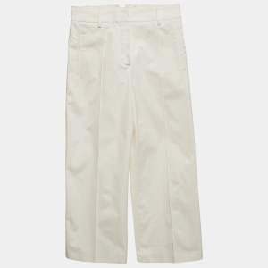 Hermes White Cotton Straight Leg Trousers S