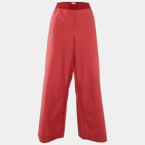 Hermès Coral Red Cotton Wide Leg Trousers