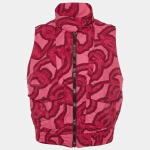 Hermes Pink Printed Nylon Zip Up Vest M