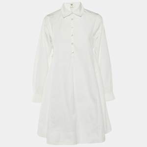 Hermes White Cotton Paneled Shirt Dress M
