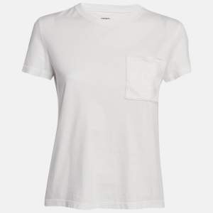 Hermes White Cotton Embroidered Pocket T-Shirt S