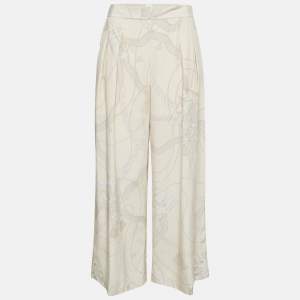 Hermes Pink Printed Silk Trousers S