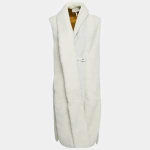 Hermès Off-White Fur Sleeveless Shearling Long Coat M