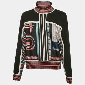 Hermes Black/Pink  Silk and Cashmere Lettres Equestr Sweater S